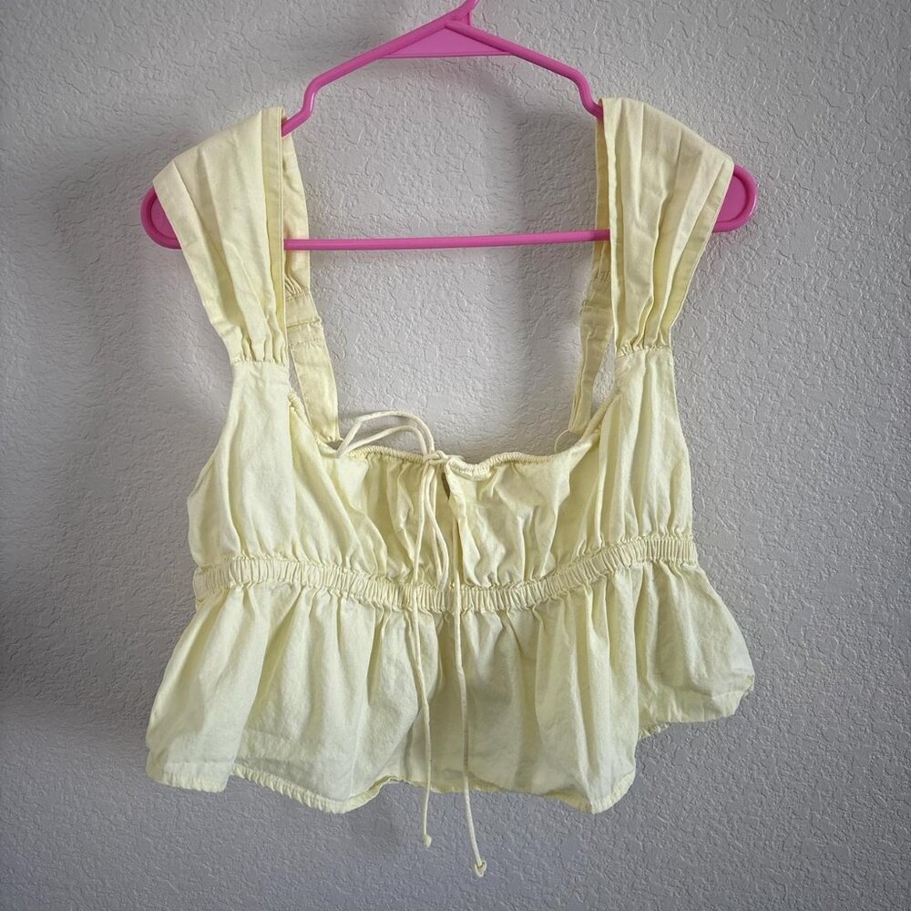Urban Outfitters summer yellow green crop top with tie keyhole detail  womens